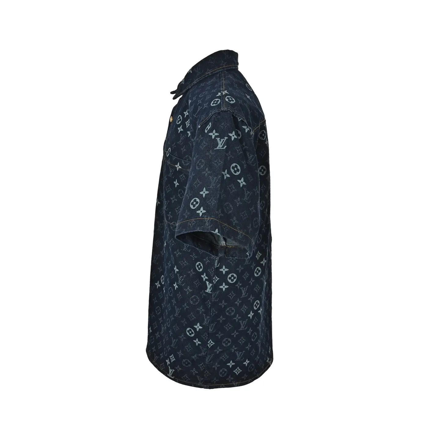 Louis Vuitton/Louis Vuitton 26ss all-over printed presbyopic suit denim short-sleeved shirt